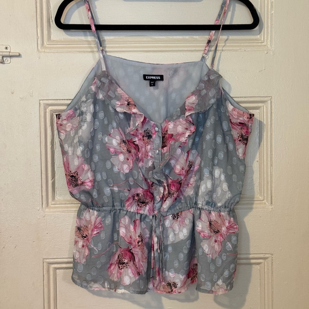Express Floral Ruffle Tank